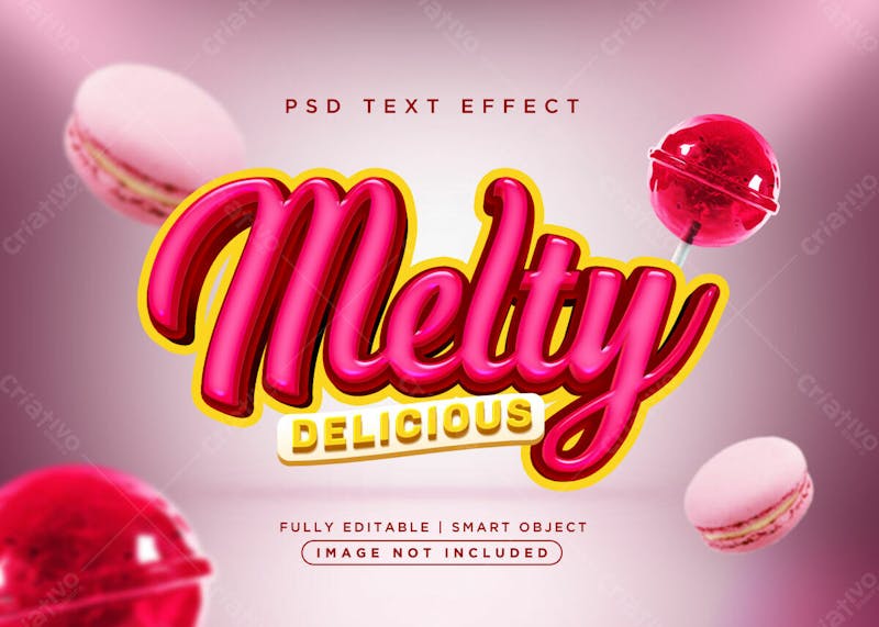 Melty 3d efeito de texto psd editável estilo moderno