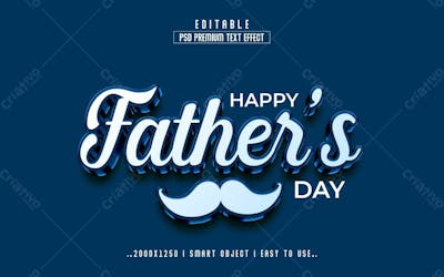 Feliz Dia Dos Pais Estilo De Efeito De Texto Psd Editável Em 3D