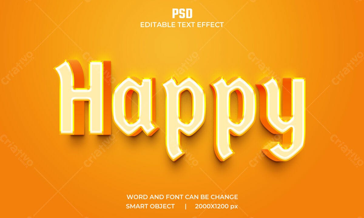 Efeito de Texto Feliz PSD Editável