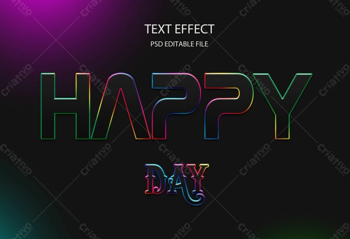 Efeito de Texto Feliz Dia PSD Editável