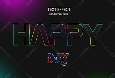 Feliz Dia Estilo De Efeito De Texto Psd Editável Em 3D