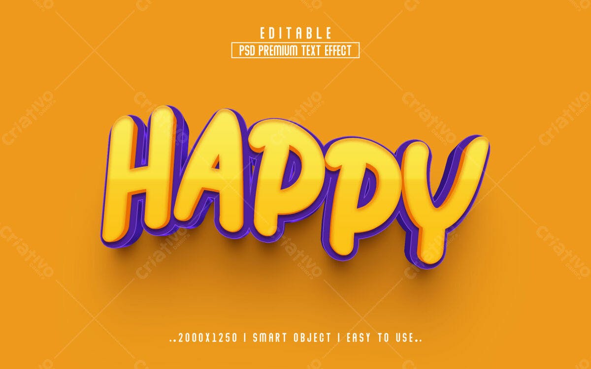 Efeito de Texto Feliz PSD Editável