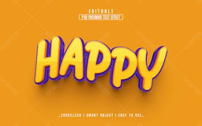 Feliz Efeito De Texto Psd Editável Em 3D Estilo Moderno 11