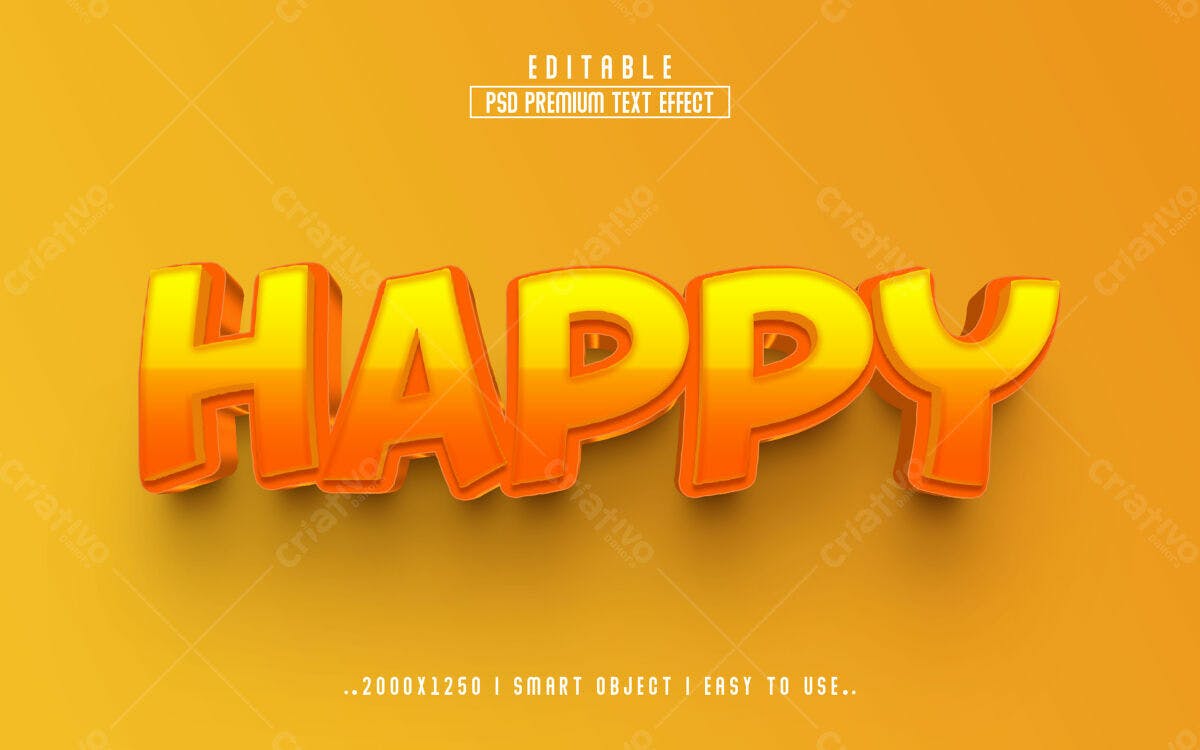 Efeito de Texto Happy PSD Editável