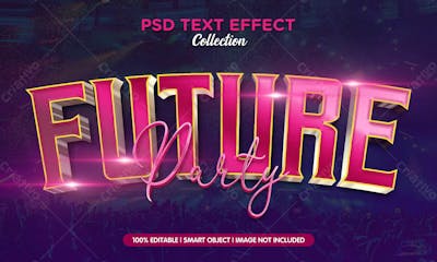 Festa Futura Efeito De Texto Psd Editável Em 3D Estilo Moderno