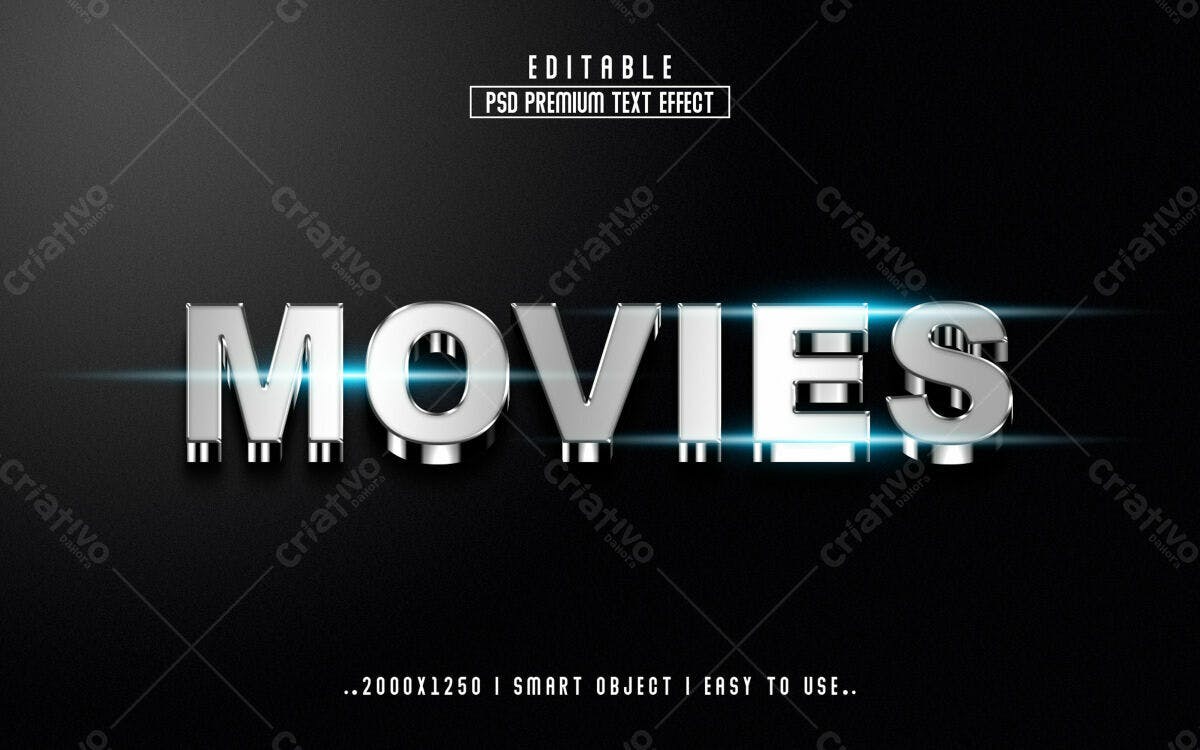 Efeitos de Texto para Cinema PSD Editável