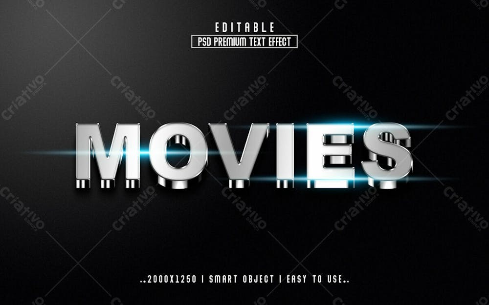 Filmes 3D Editável Efeito De Texto Psd Estilo Moderno