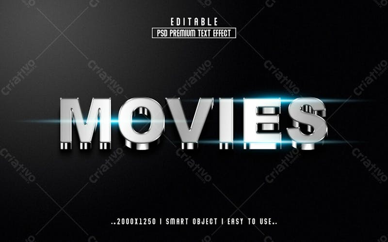 Filmes 3d editável efeito de texto psd estilo moderno