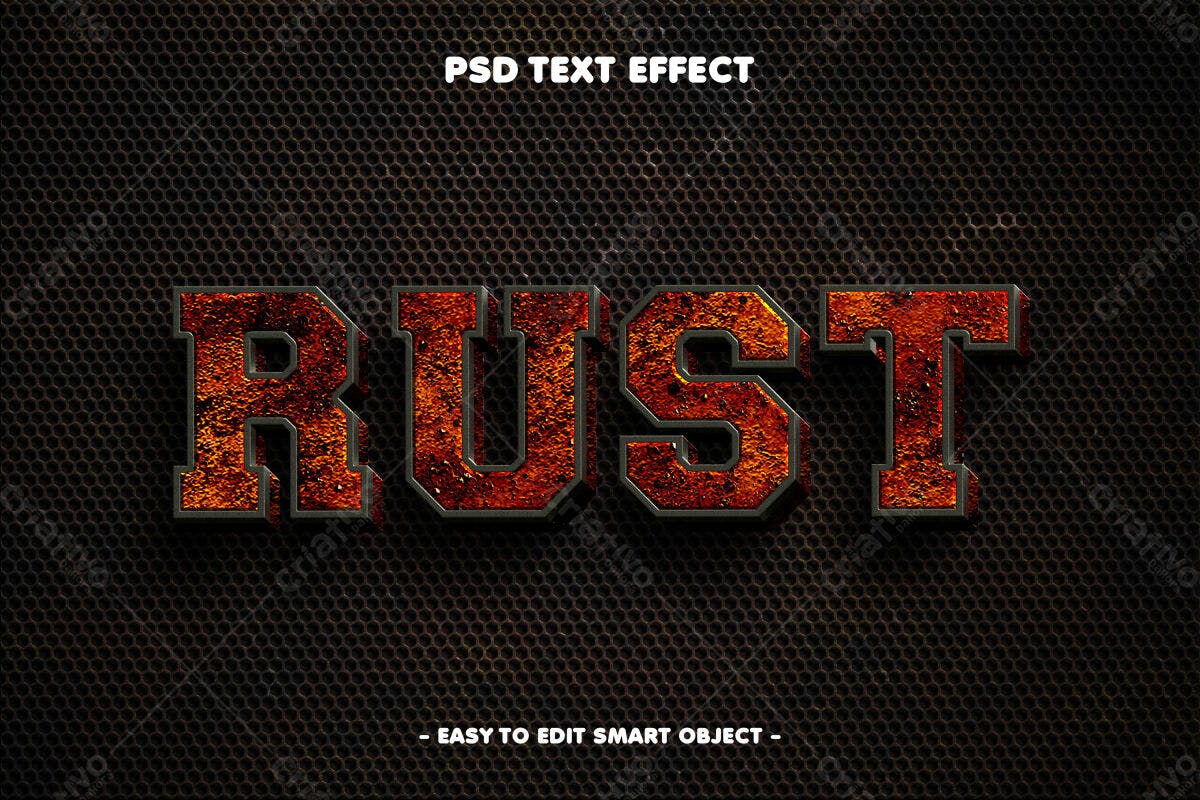 Efeito de Texto Ferrugem PSD Editável