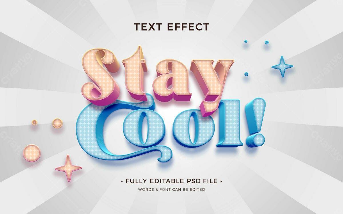 Efeito de Texto "Stay Cool" PSD Editável