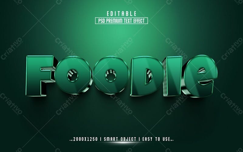 Foodie 3d estilo de efeito de texto psd editável
