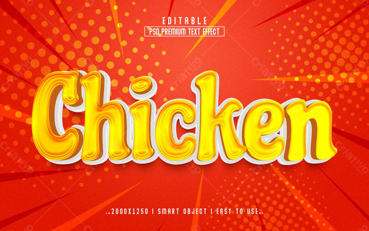 Efeito de Texto PSD para Cardápio de Frango Editável