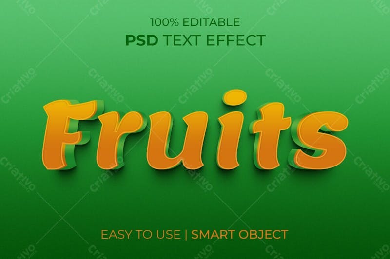 Frutas 3d estilo de efeito de texto psd editável