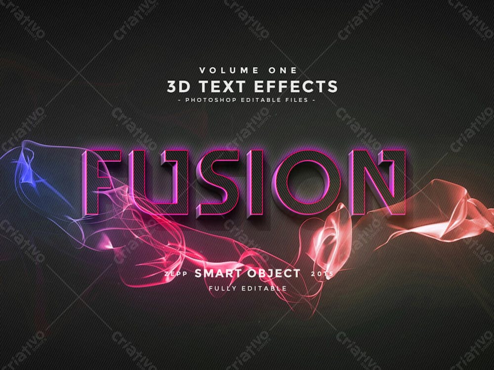 Fusão 3D Efeito De Texto Psd Editável Estilo Moderno
