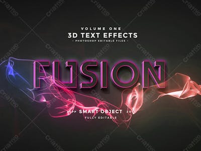 Fusão 3D Efeito De Texto Psd Editável Estilo Moderno