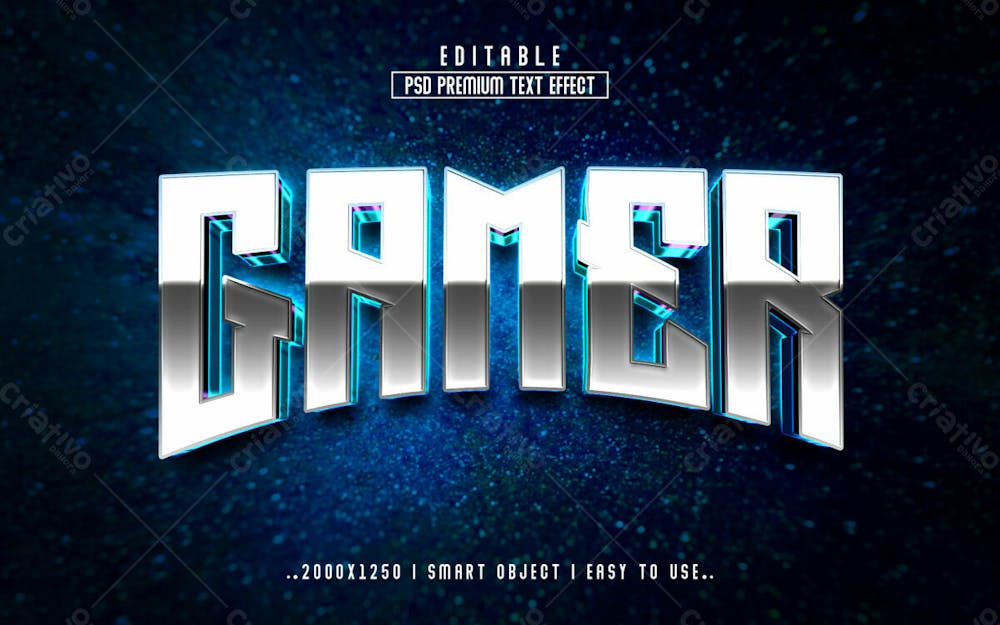 Gamer 3D Editável Efeito De Texto Psd Estilo Moderno