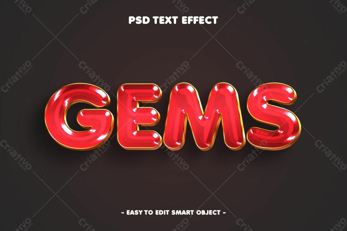 Efeito de Texto GEMS PSD Editável