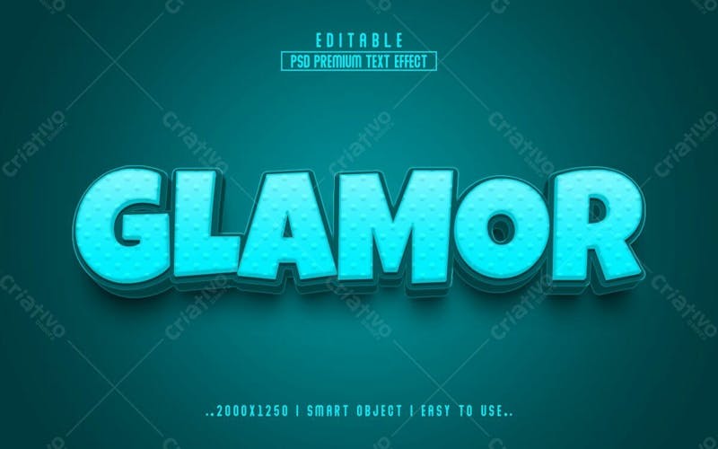 Glamour 3d editável psd efeito de texto estilo 12