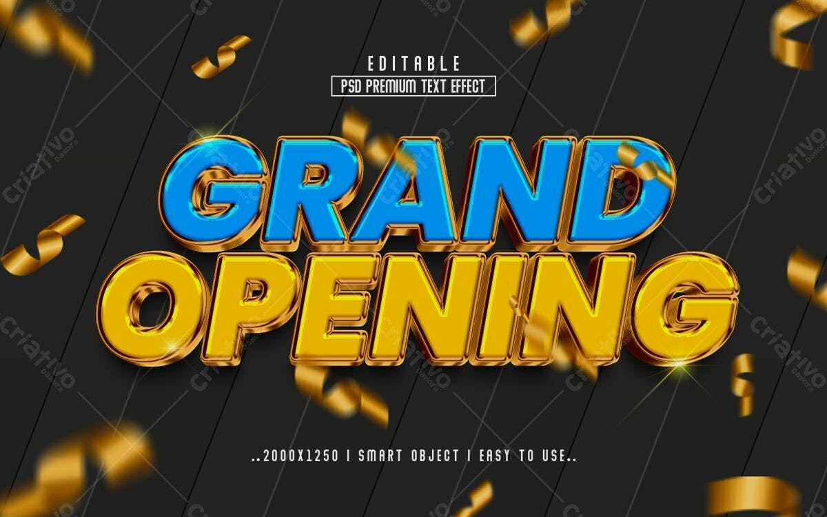 Efeitos de Texto Grand Opening PSD Editável