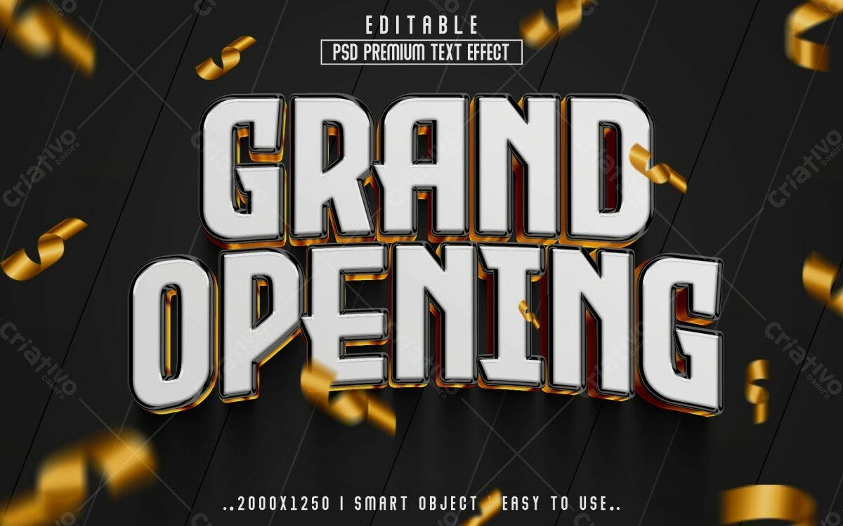 Efeito de Texto Grand Opening PSD Editável