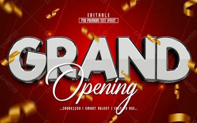 Grande Inauguração Estilo De Efeito De Texto Psd Editável Em 3D