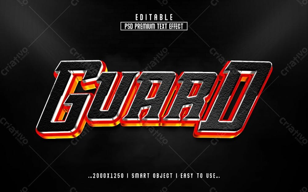 Guarda Estilo De Efeito De Texto Psd Editável 3D