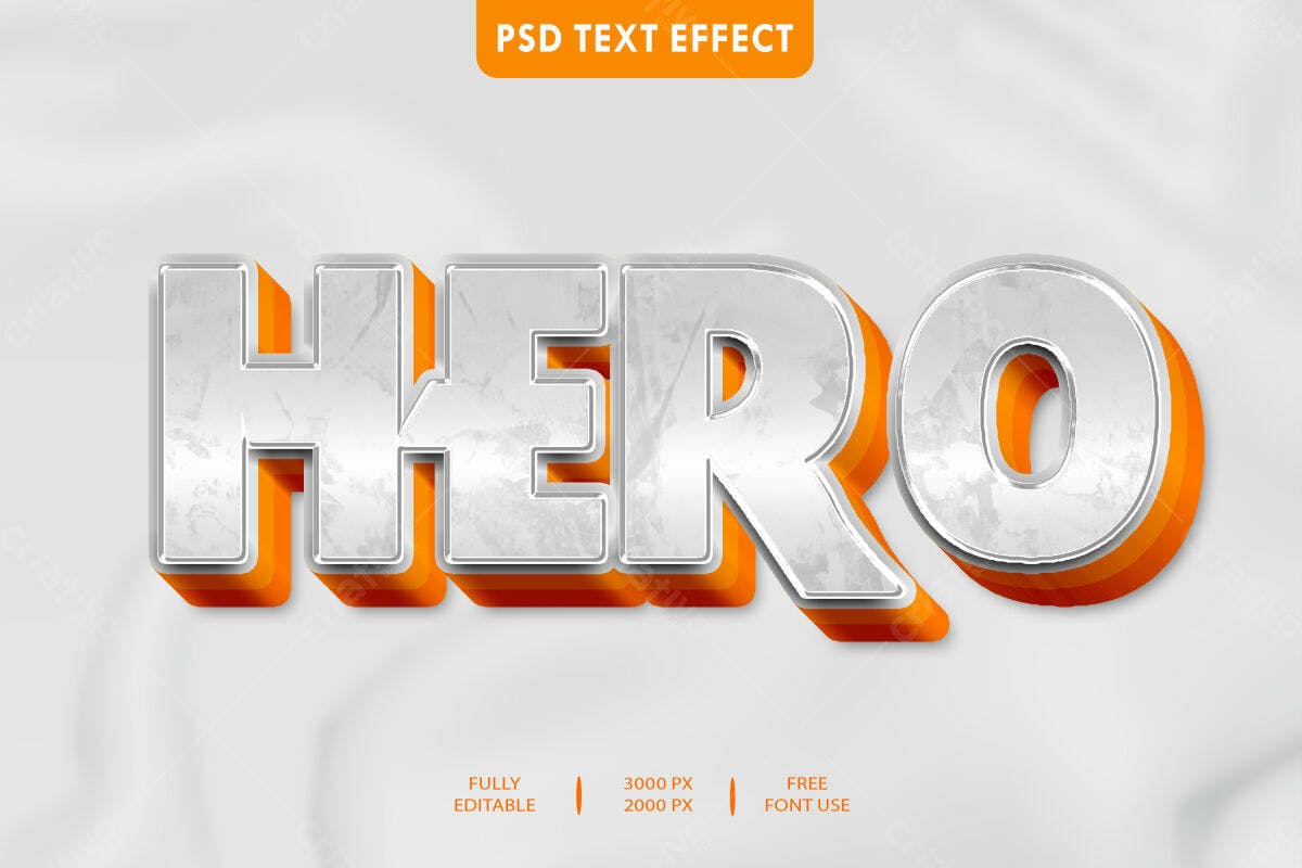 Efeito de Texto Heroico PSD Editável