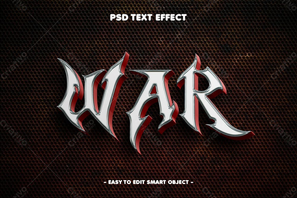 Guerra 3D Efeito De Texto Psd Editável Estilo Moderno