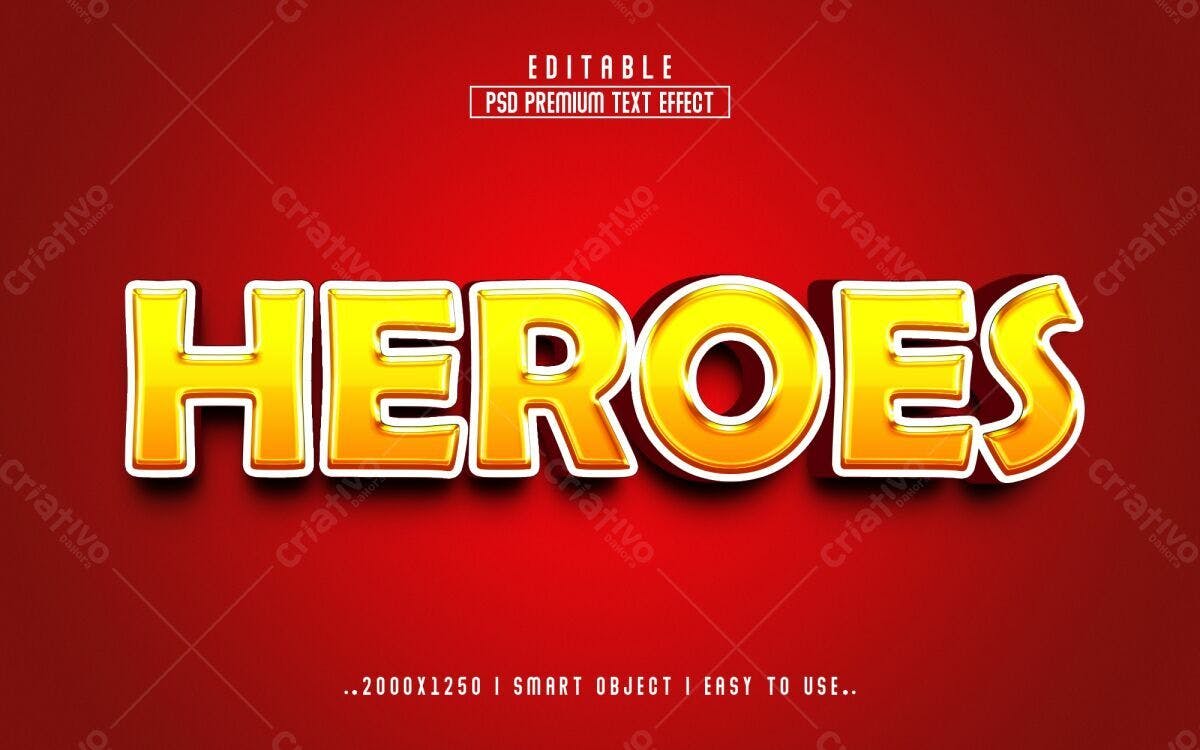 Efeito de Texto Heróis PSD Editável