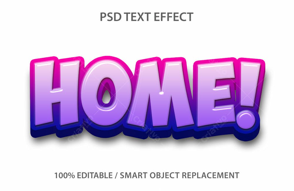 Home 3D Efeito De Texto Psd Editável Estilo Moderno