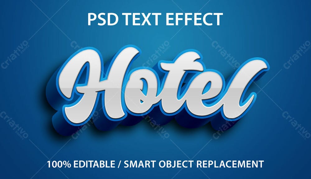 Hotel 3D Efeito De Texto Psd Editável Estilo Moderno