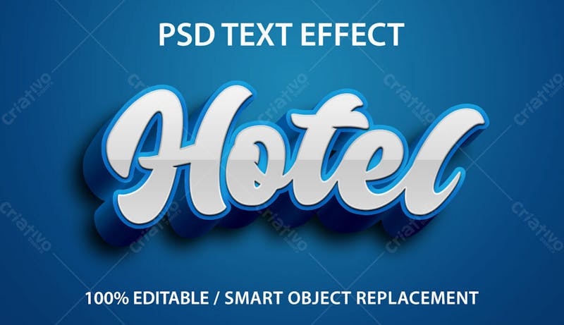Hotel 3d efeito de texto psd editável estilo moderno
