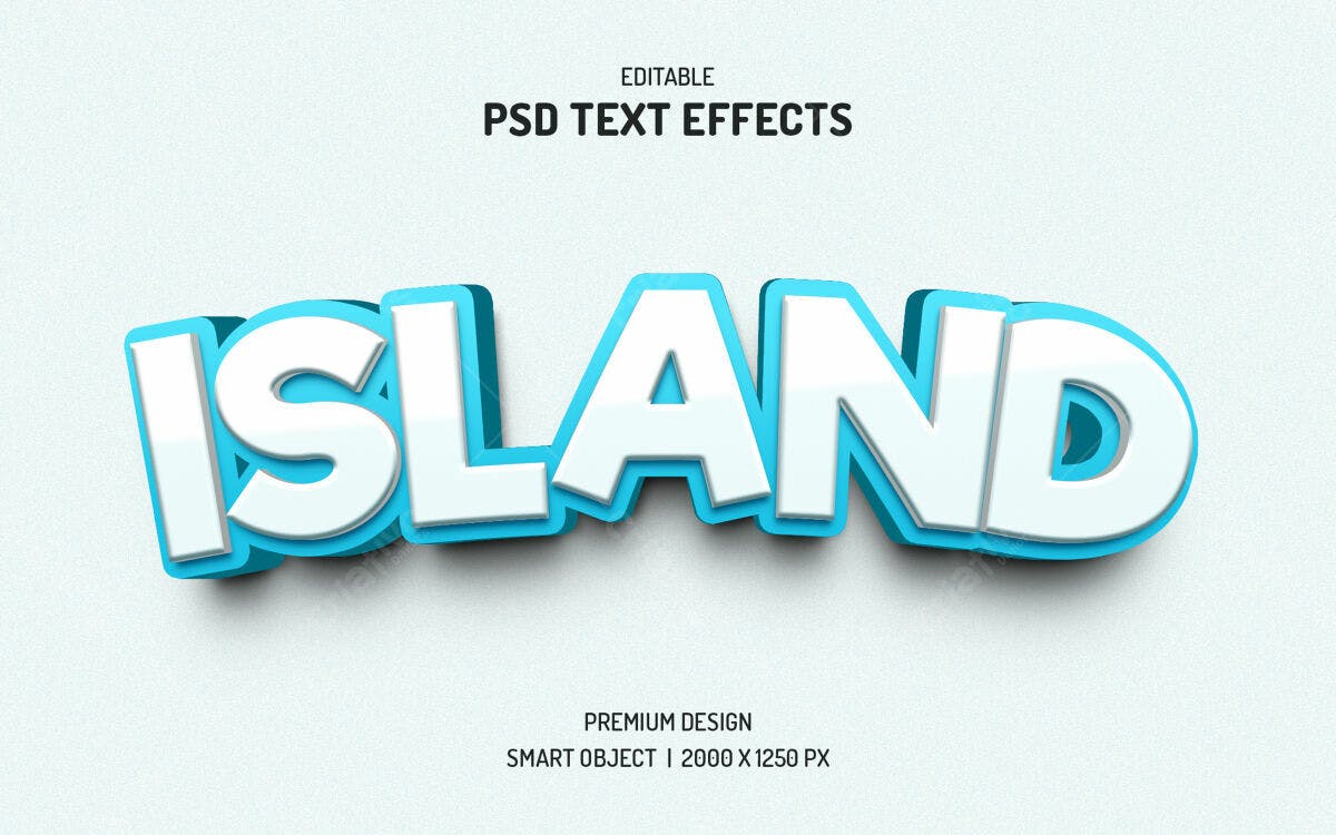 Efeitos de Texto PSD para Design de Ilha
