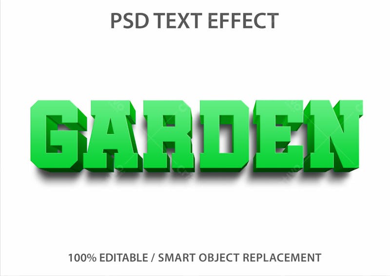Jardim 3d efeito de texto psd editável estilo moderno