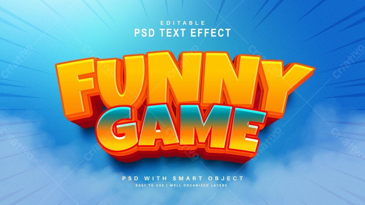 Efeito de Texto para Games Funny Game PSD Editável