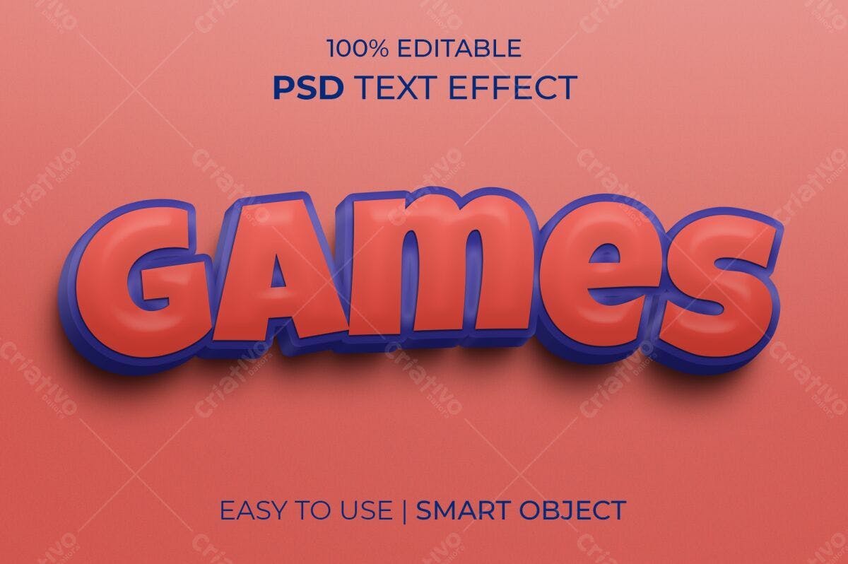 Efeito de Texto Games PSD Editável
