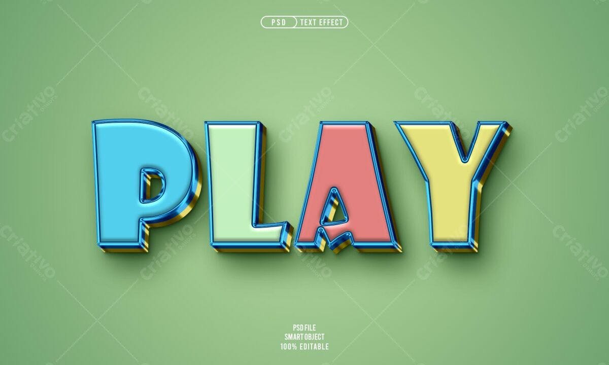 Efeito de Texto PLAY PSD Editável
