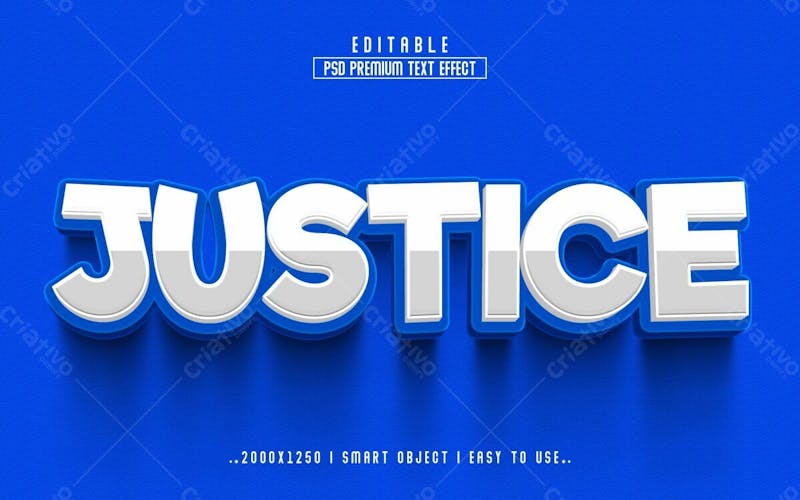 Justiça 3d estilo de efeito de texto psd editável
