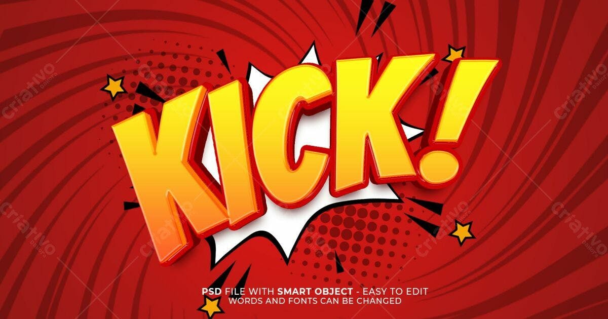 Arte Pop Art "Kick" PSD Editável
