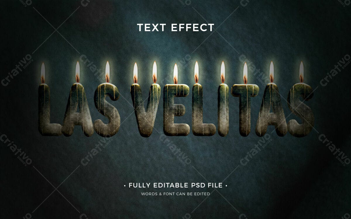 Efeito de Texto Velas Las Velitas PSD Editável