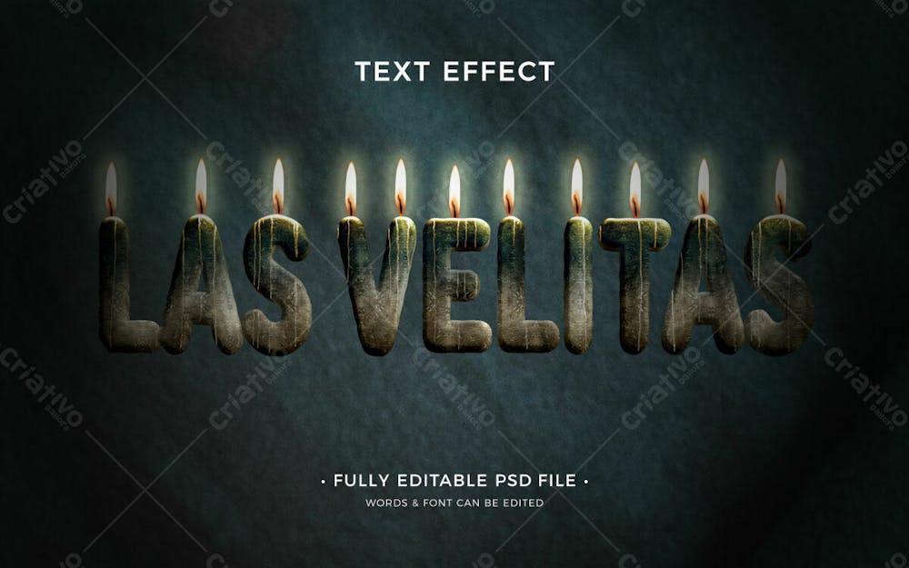 Las Velitas Efeito De Texto Psd Editável Em 3D Estilo Moderno