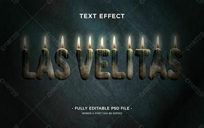 Las Velitas Efeito De Texto Psd Editável Em 3D Estilo Moderno