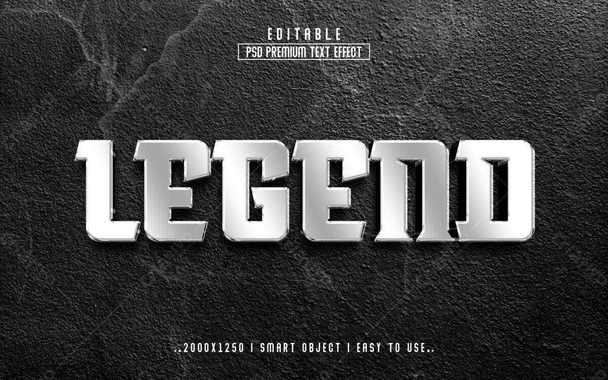 Efeito de Texto Premium Legend PSD Editável