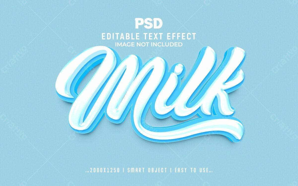 Efeito de Texto Milk PSD Editável