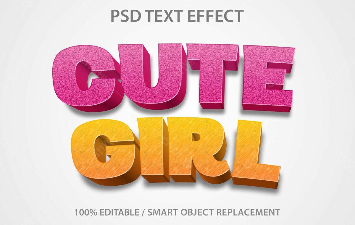 Efeito de Texto Cute Girl PSD Editável