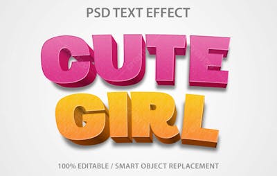 Linda Garota 3D Efeito De Texto Psd Editável Estilo Moderno
