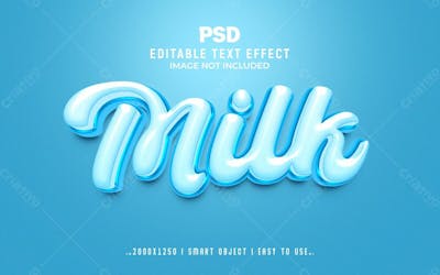 Leite 3D Estilo De Efeito De Texto Psd Editável