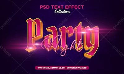 Noite De Festa Efeito De Texto Psd Editável Em 3D Estilo Moderno