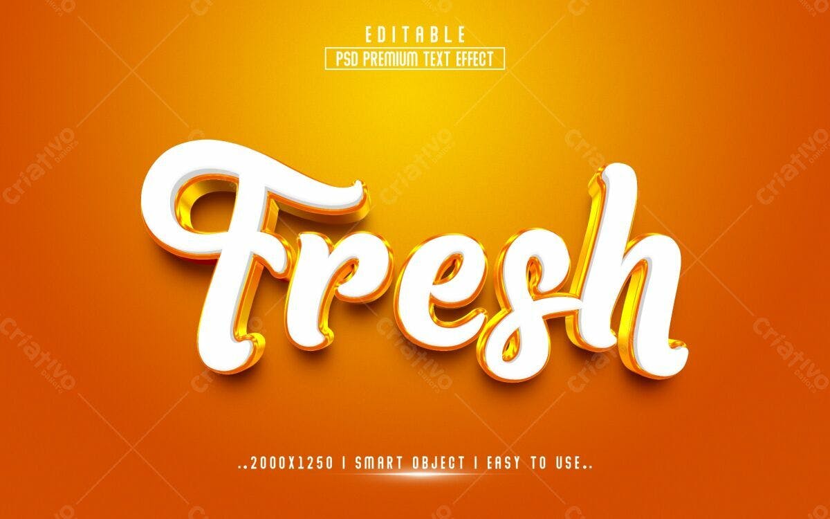 Efeito de Texto PSD Editável para Marca Fresca