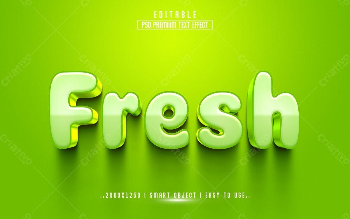 Efeito de Texto PSD Editável para Marca Fresca
